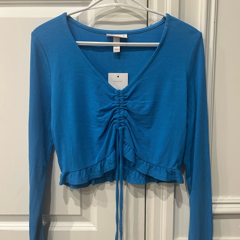 Isabel Maternity by Ingrid & Isabel Teal Ruched Crop Top